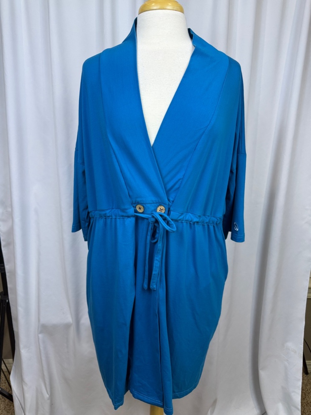 Brobe Teal Blue Breast Surgery Recovery Robe with Drawstring Waist, XL